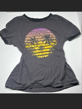 Vans Women's Gray Sunset Palm Graphic Tee
